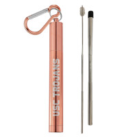 USC Trojans Rose Gold Collapsible Reusable Straw